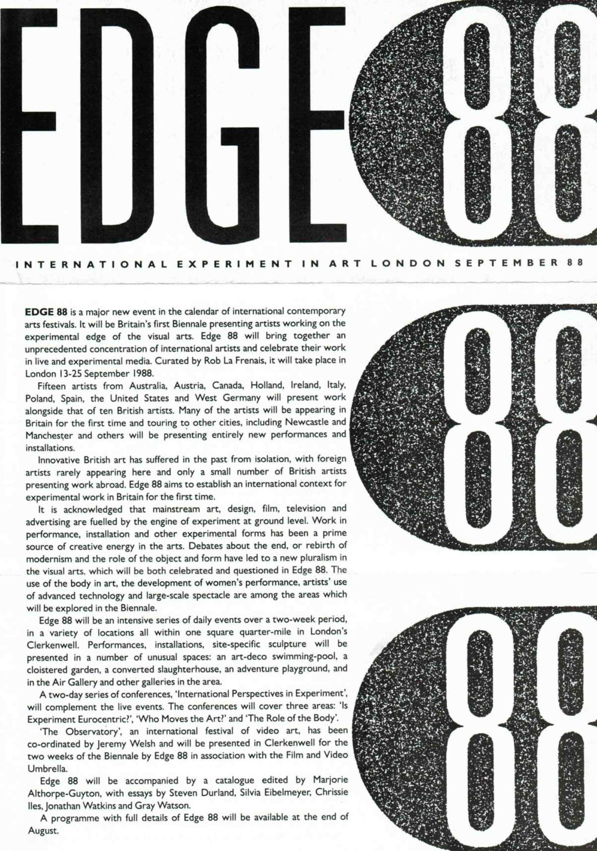 EDGE 88 Brochure, 1988 (Page 1 of 2)
