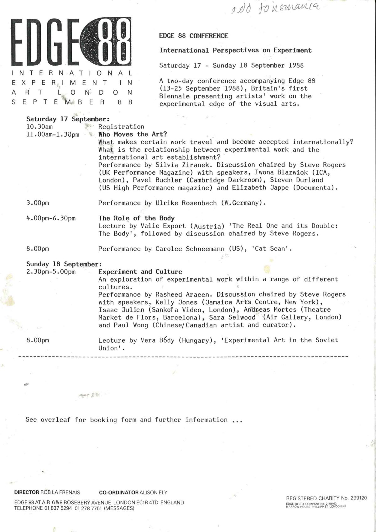 Conference programme, 1988