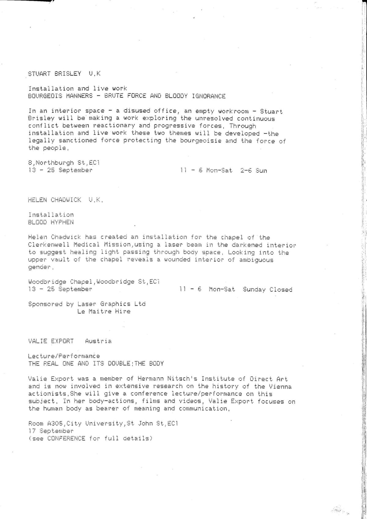 Full Programme Details, 1988 (Page 3 of 13)