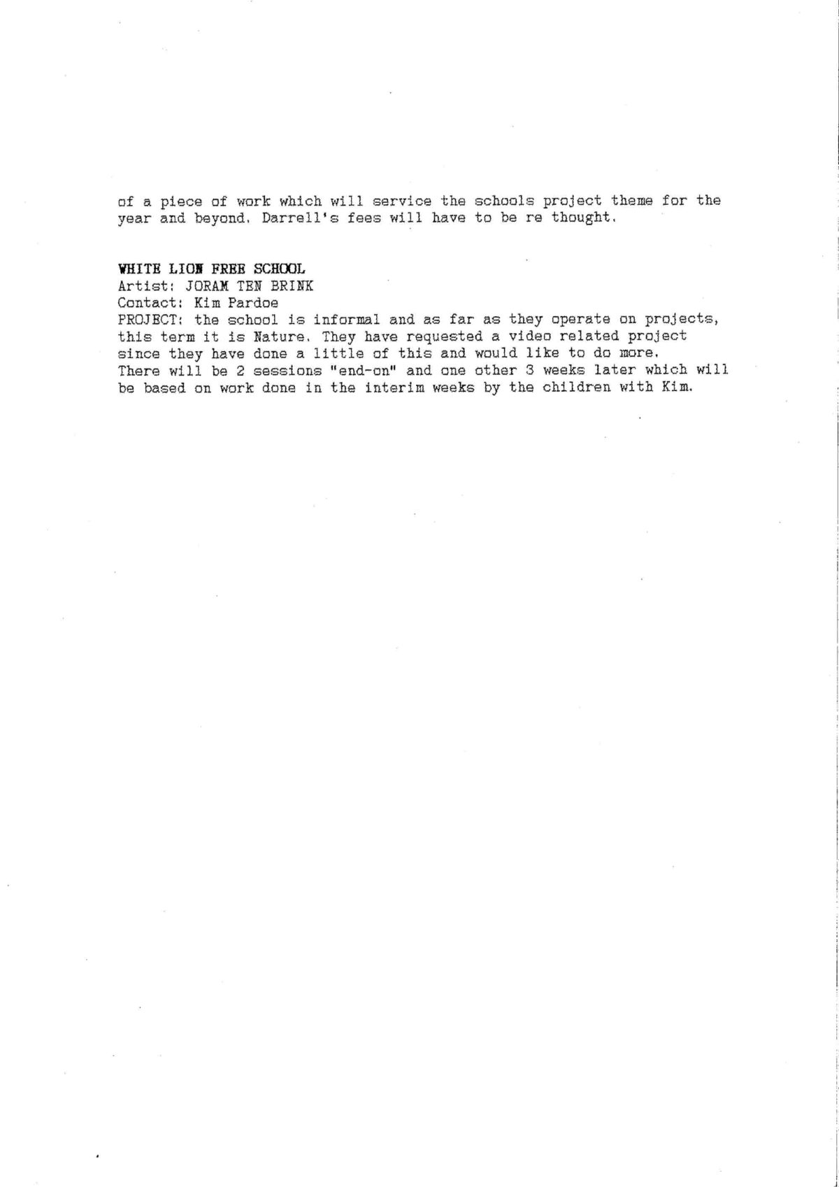 Live Art in Education programme, 1988 (Page 3 of 5)
