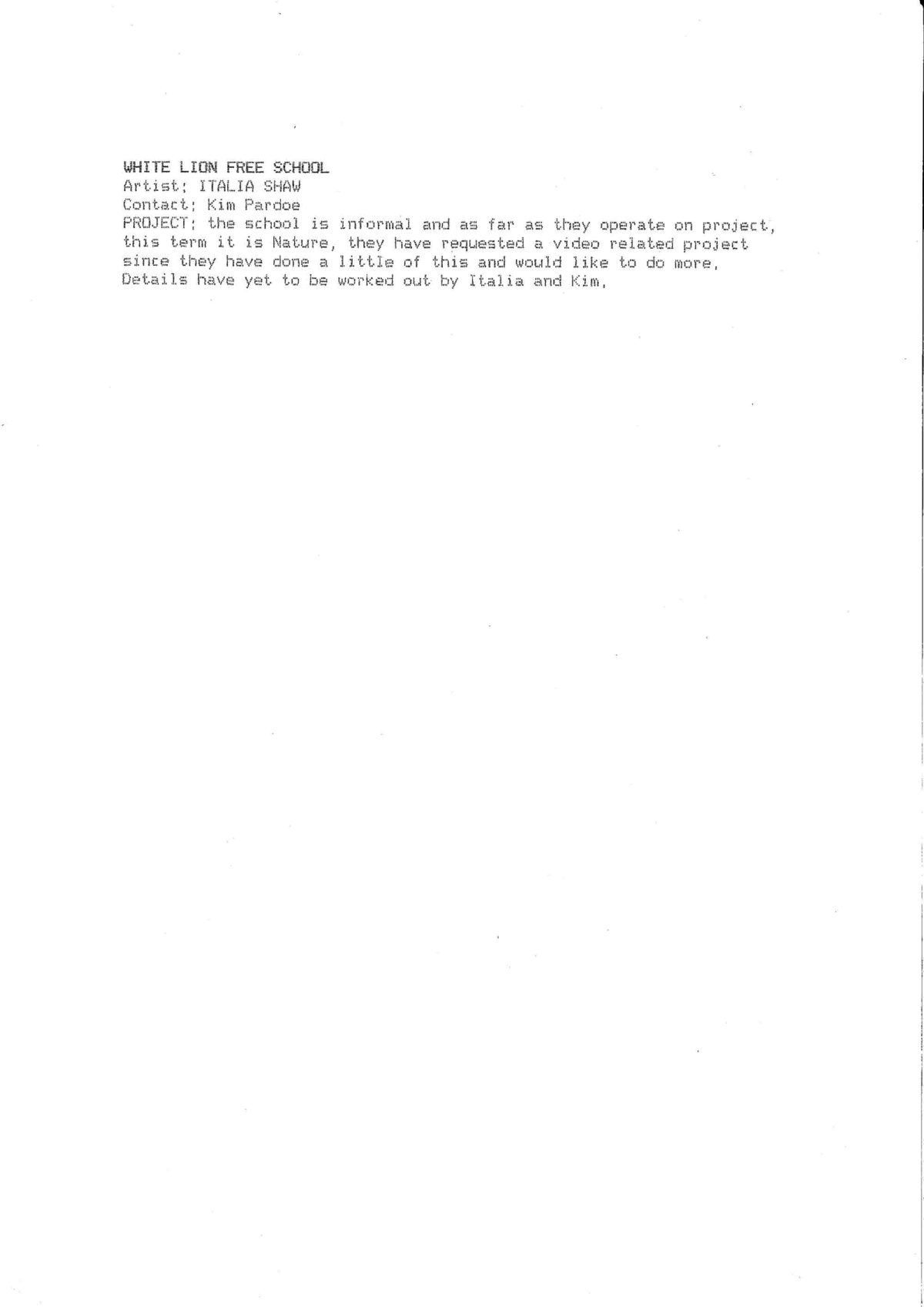 Live Art in Education programme, 1988 (Page 5 of 5)