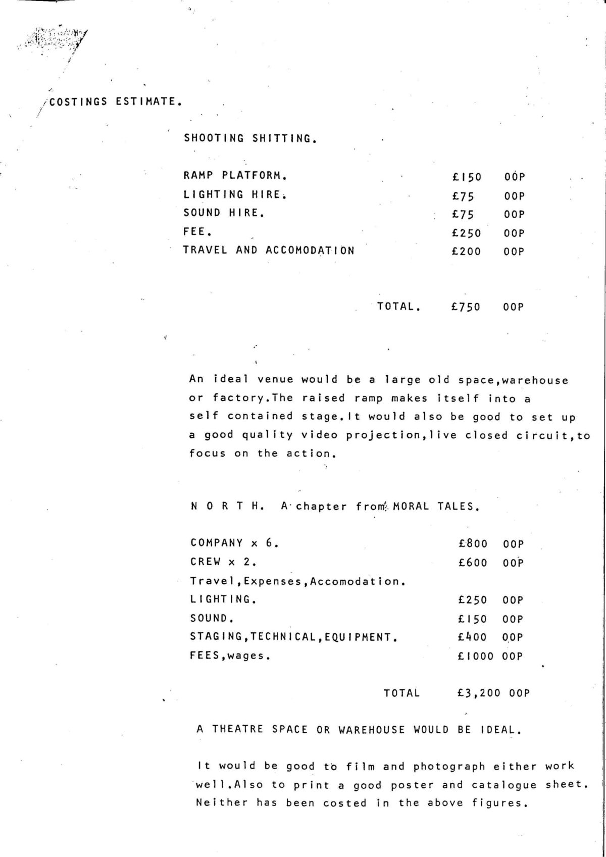 Nigel Rolfe, Proposal 'Shooting Shitting', 1988 (Page 4 of 4)