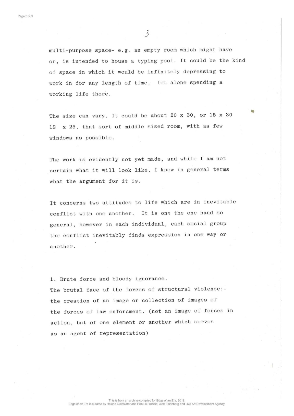 Stuart Brisley, Correspondence, 1988 (Page 5 of 9)