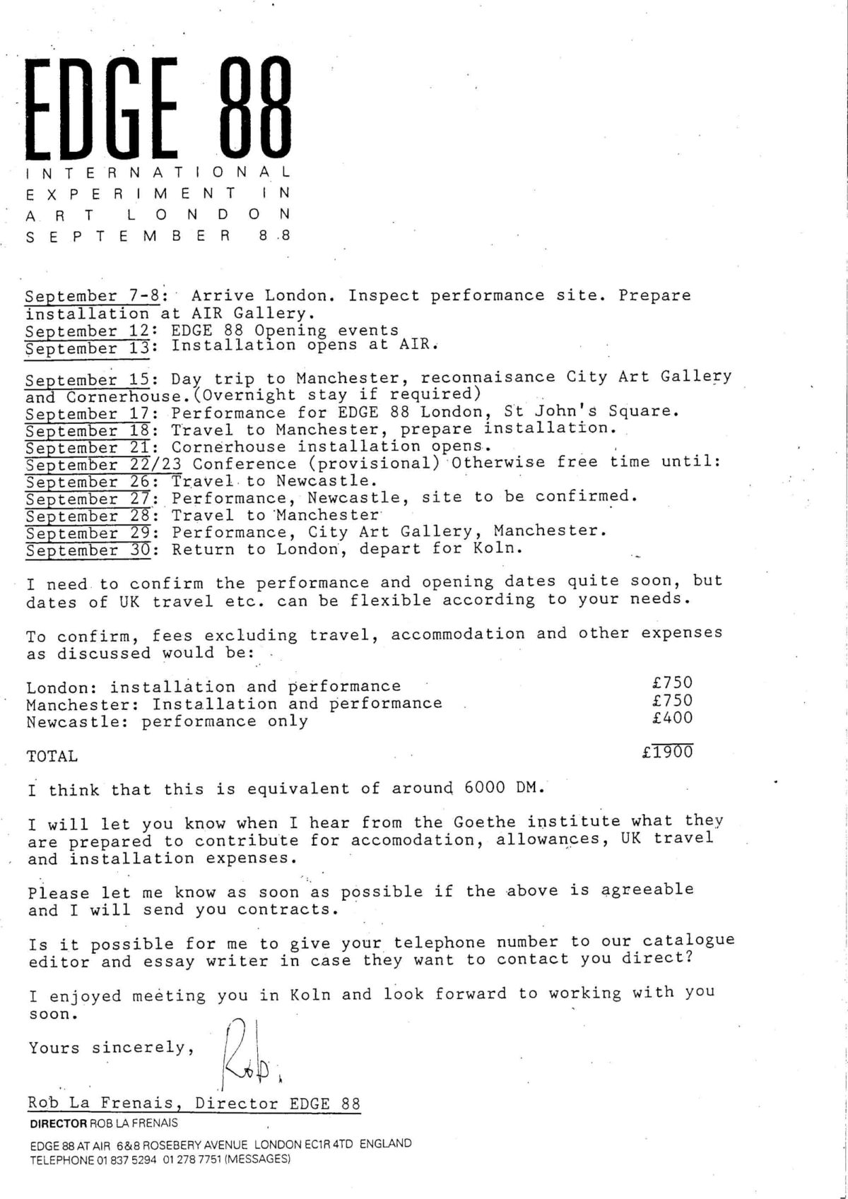 Ulrike Rosenbach, Correspondence, 1988 (Page 7 of 8)